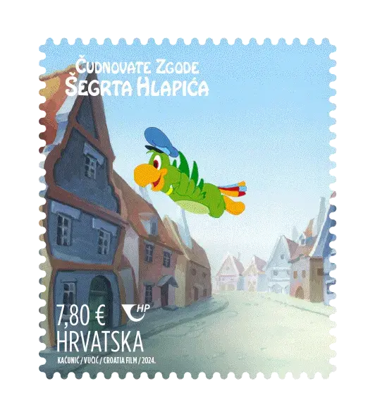 Croatian Crypto Stamp 6 – Šegrt Hlapić – Amadeus the Parrot, postage stamp by Hrvatska Pošta (Croatian Post)