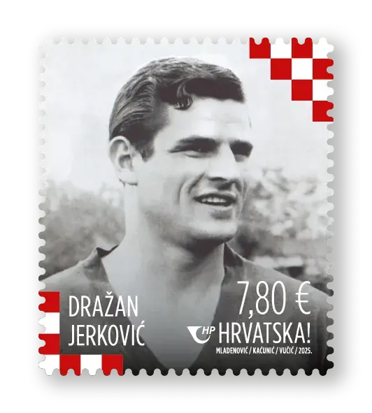 Five Croatian football legends – Dražan Jerković, postage stamp by Hrvatska Pošta (Croatian Post)