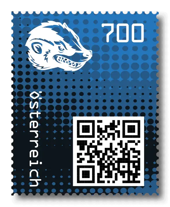 Honey Badger — Crypto Stamp 2.0 – Blue, postage stamp by Austrian Post (Österreichische Post)