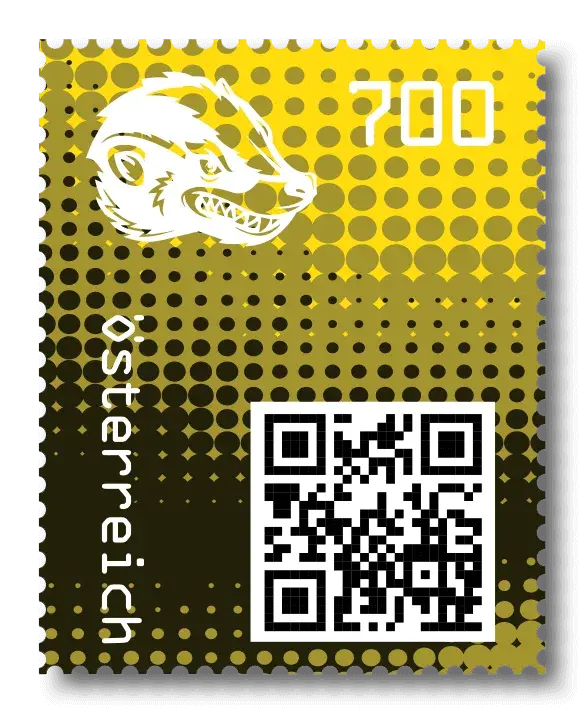 Honey Badger — Crypto Stamp 2.0 – Yellow, postage stamp by Austrian Post (Österreichische Post)