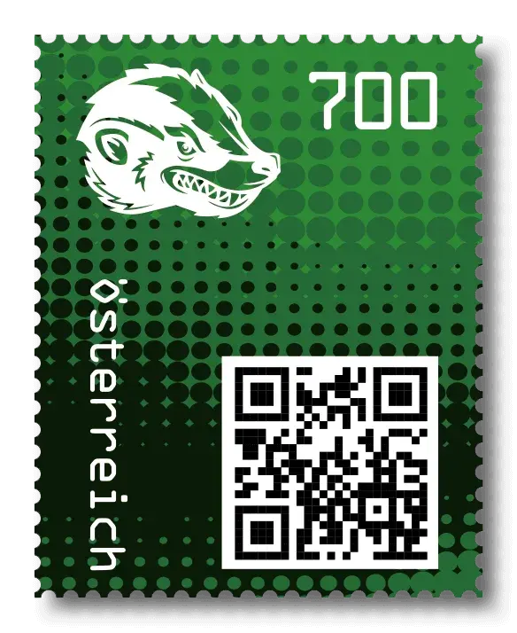 Honey Badger — Crypto Stamp 2.0 – Green, postage stamp by Austrian Post (Österreichische Post)
