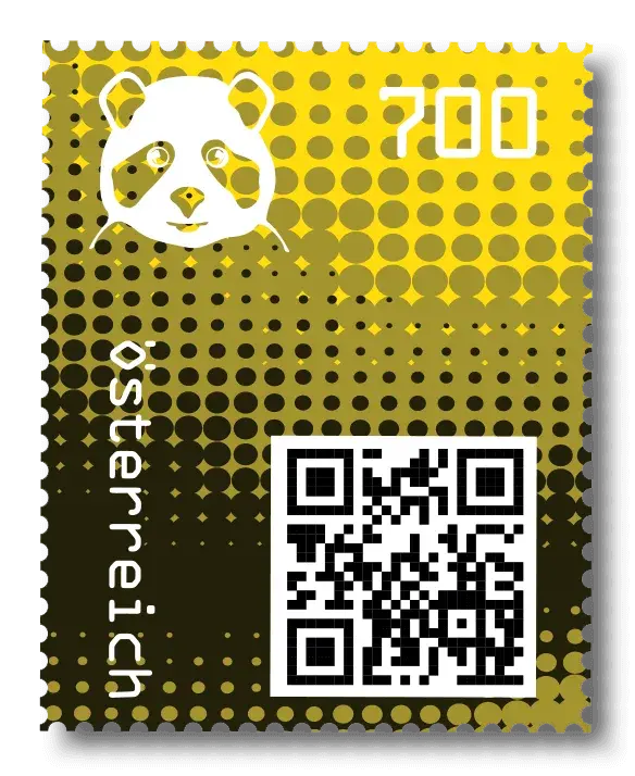 Panda — Crypto Stamp 2.0 – Yellow, postage stamp by Austrian Post (Österreichische Post)