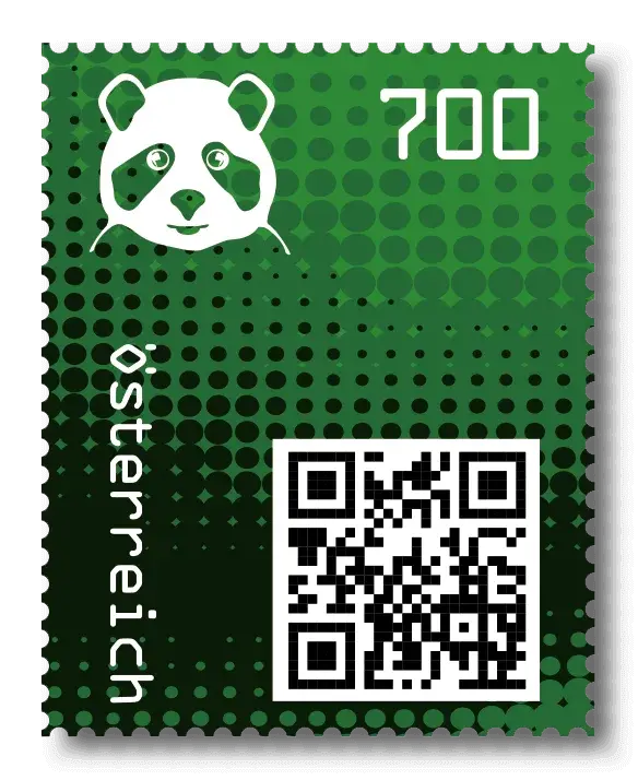 Panda — Crypto Stamp 2.0 – Green, postage stamp by Austrian Post (Österreichische Post)
