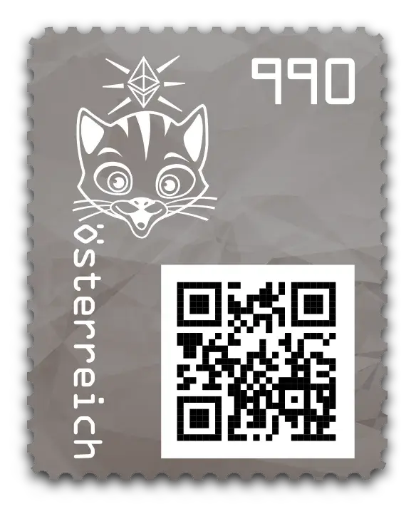 Cat — Crypto Stamp 3.1 – Black, postage stamp by Austrian Post (Österreichische Post)
