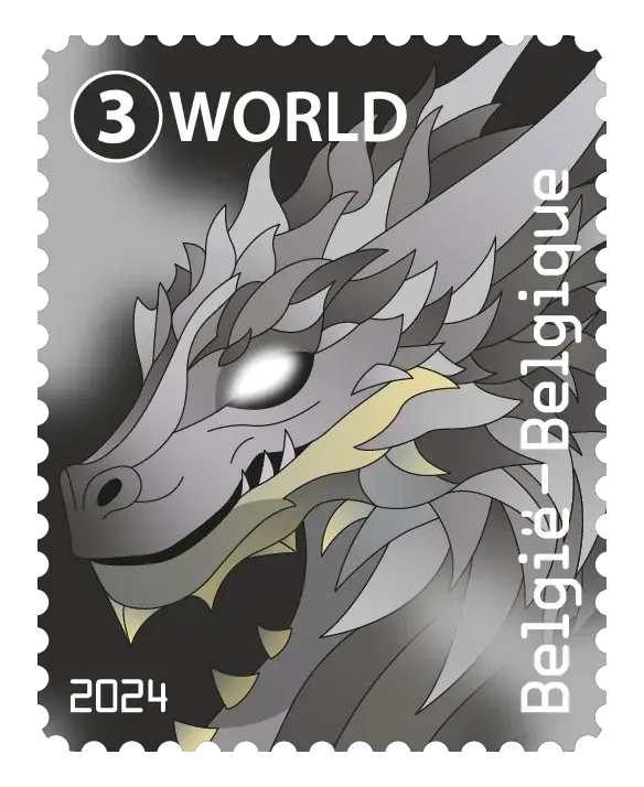 Dragon — Bpost Crypto Stamp – Black, postage stamp by Bpost (Belgian Post)