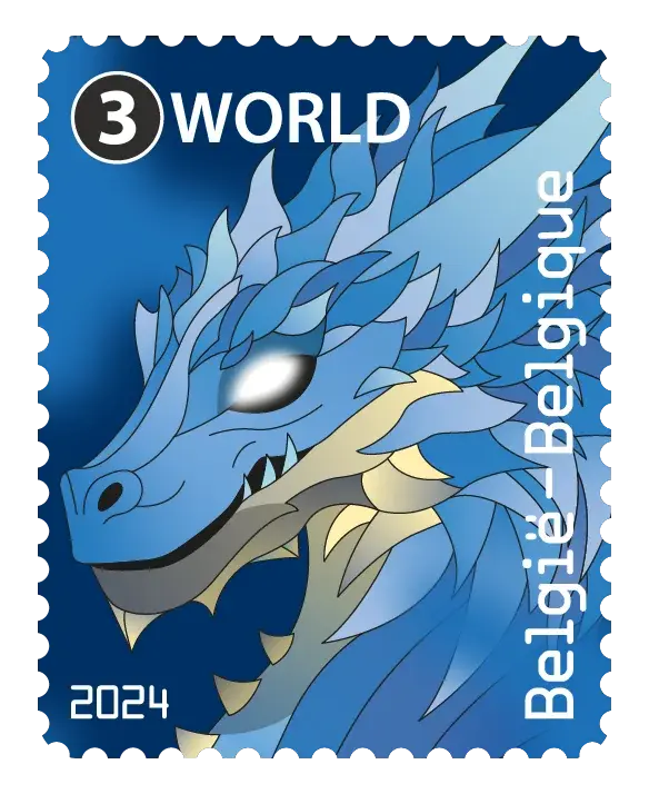 Dragon — Bpost Crypto Stamp – Blue, postage stamp by Bpost (Belgian Post)