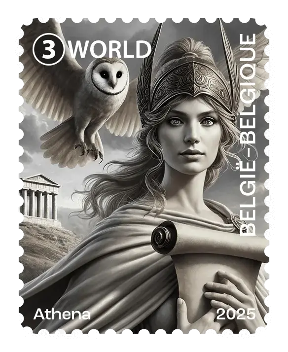 Athena — Bpost Crypto Stamp 2 – Black, postage stamp by Bpost (Belgian Post)