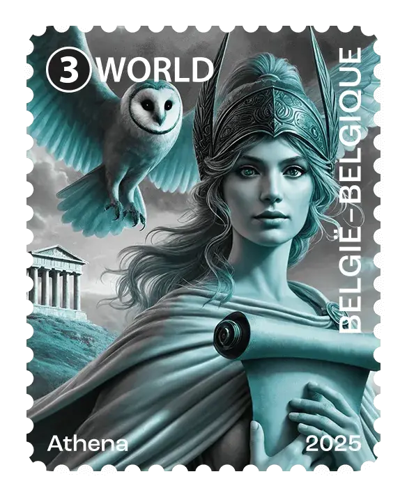 Athena — Bpost Crypto Stamp 2 – Blue, postage stamp by Bpost (Belgian Post)