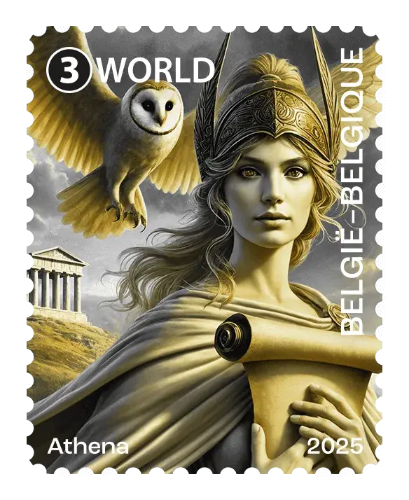 Athena — Bpost Crypto Stamp 2 – Yellow, postage stamp by Bpost (Belgian Post)