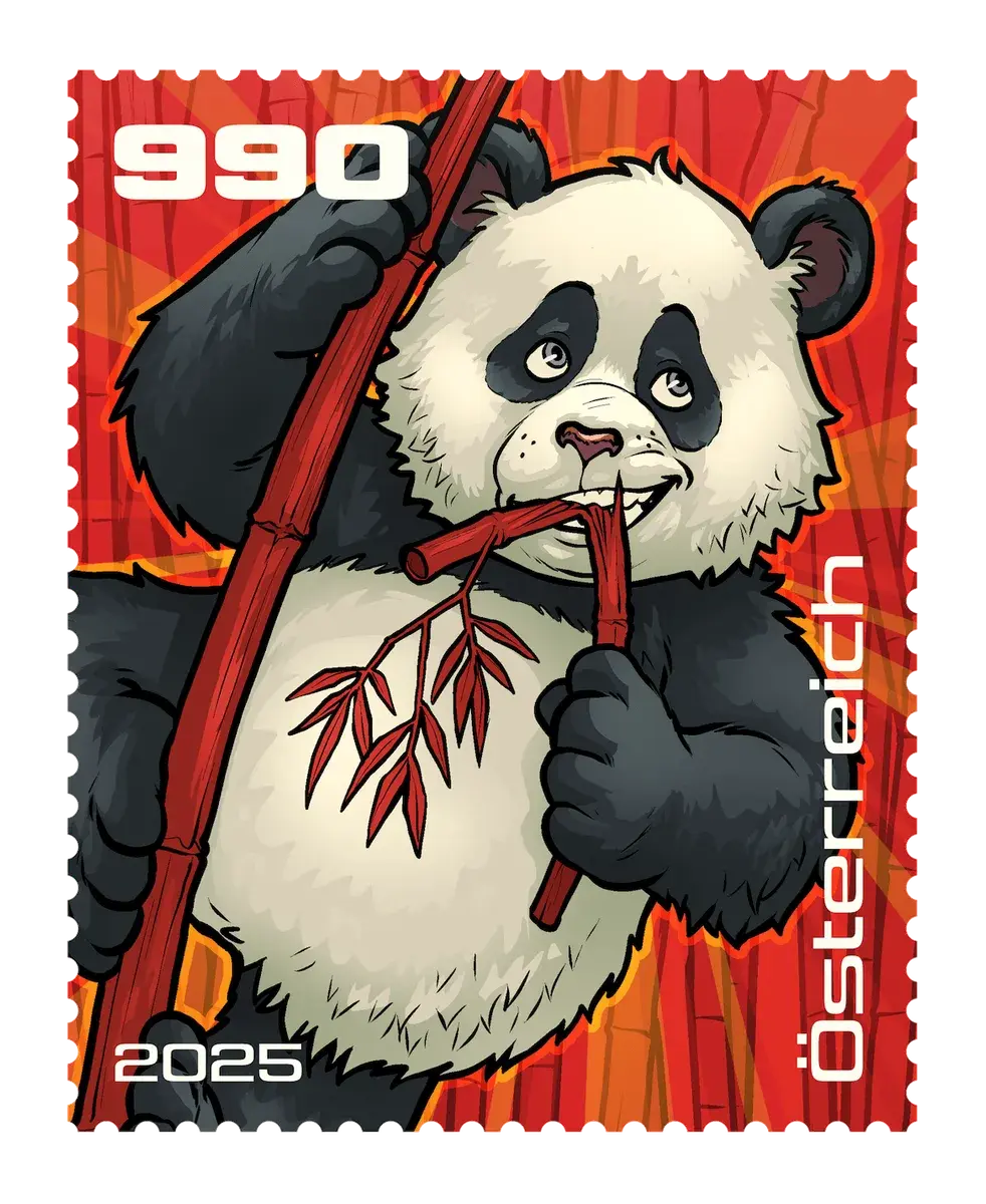 Bambu – Red, postage stamp by Austrian Post (Österreichische Post)