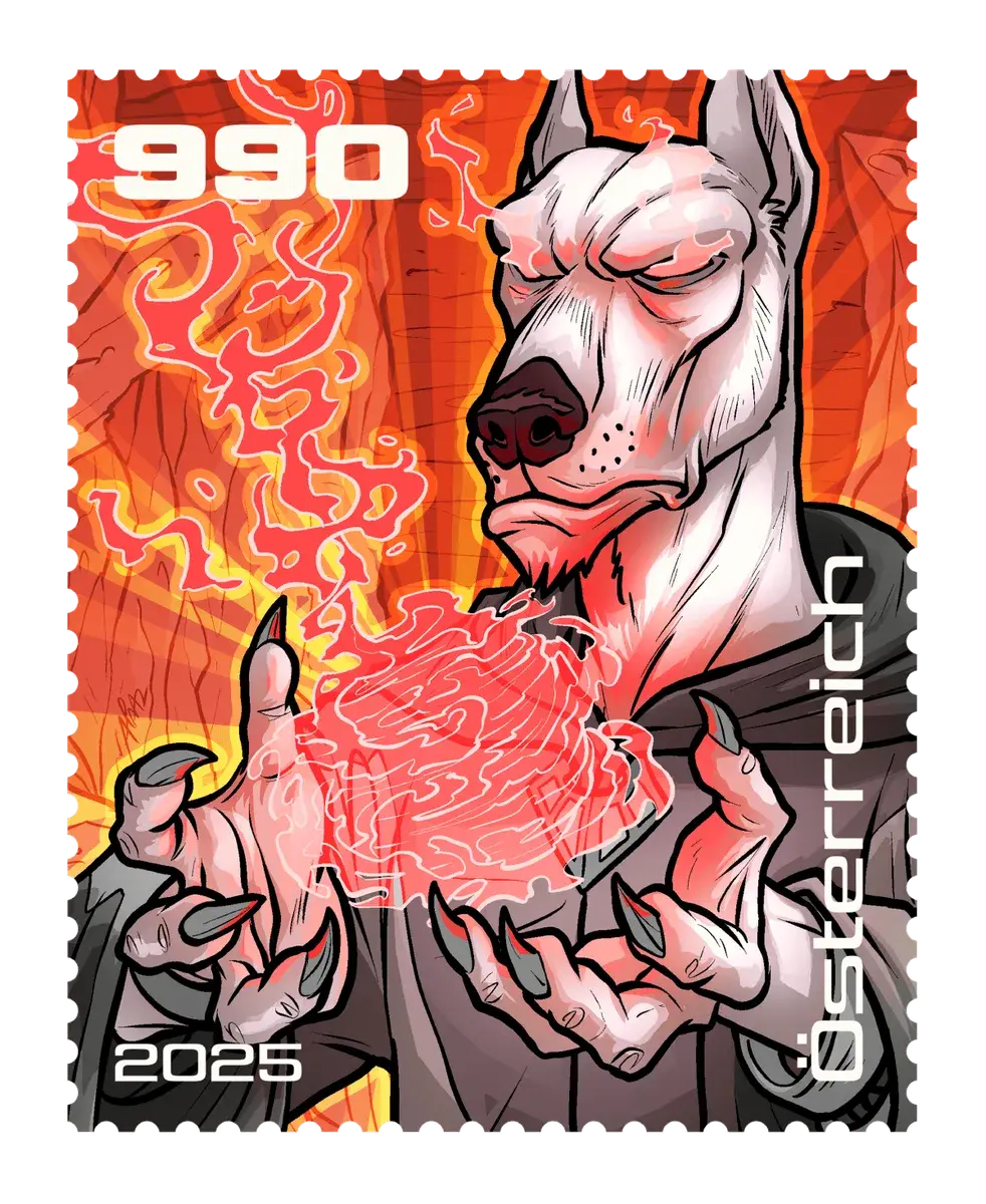 Cassius – Red, postage stamp by Austrian Post (Österreichische Post)