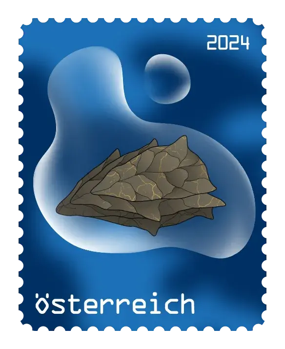 Mystical Scale — Crypto stamp Comic #1 – Blue, postage stamp by Austrian Post (Österreichische Post)