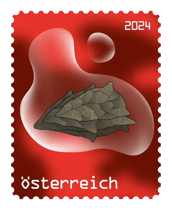 Mystical Scale — Crypto stamp Comic #1 – Red, postage stamp by Austrian Post (Österreichische Post)