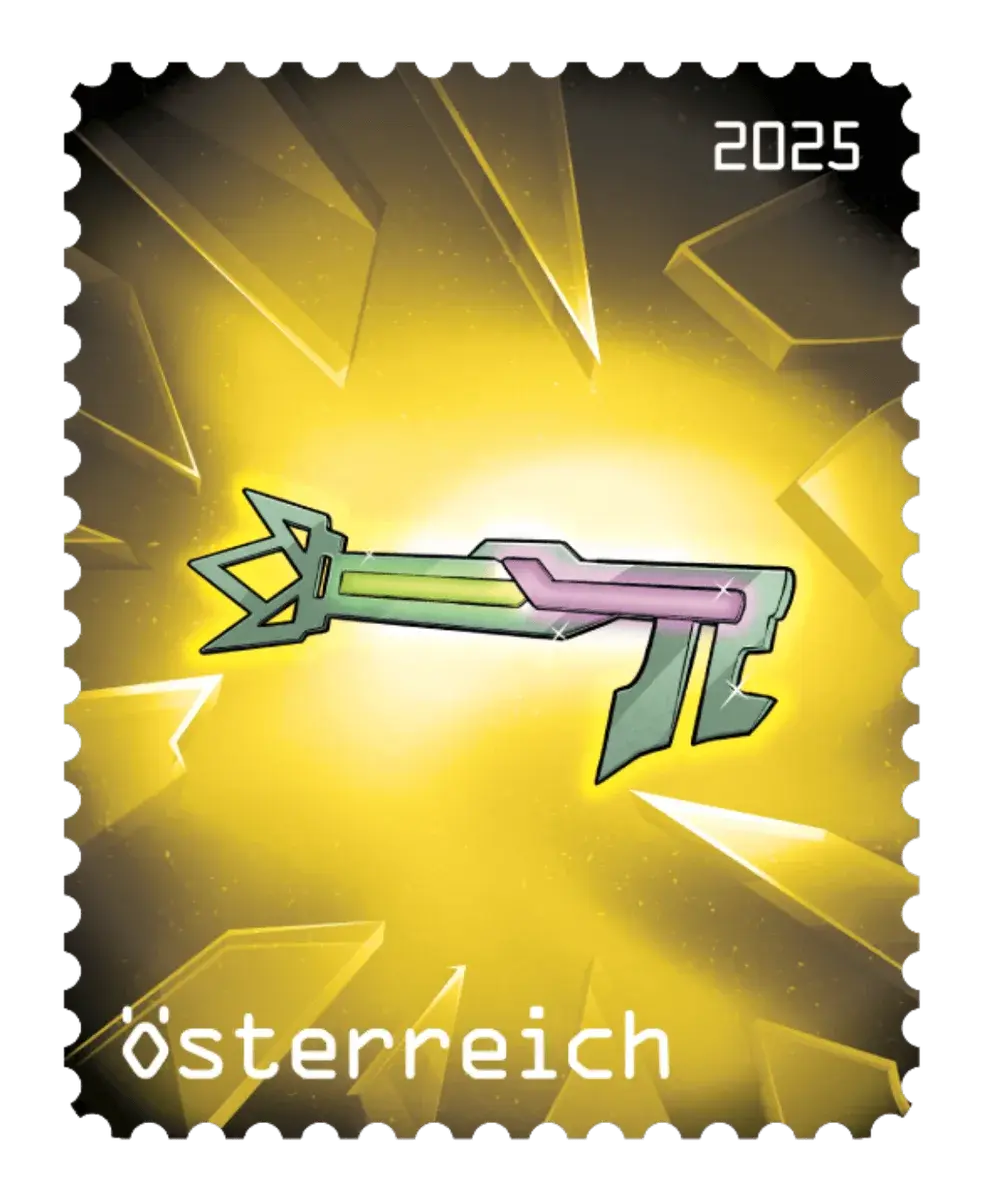 Prism Key — Crypto stamp Comic #2 – Yellow, postage stamp by Austrian Post (Österreichische Post)