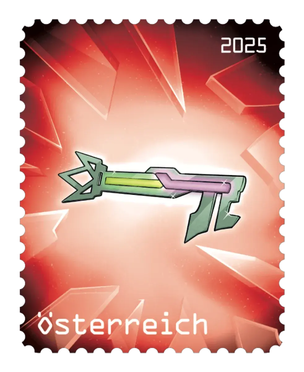 Prism Key — Crypto stamp Comic #2 – Red, postage stamp by Austrian Post (Österreichische Post)