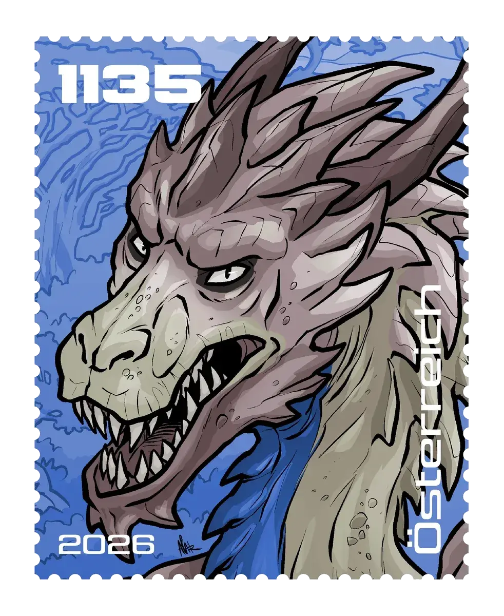 Donny Draco – Blue, postage stamp by Austrian Post (Österreichische Post)