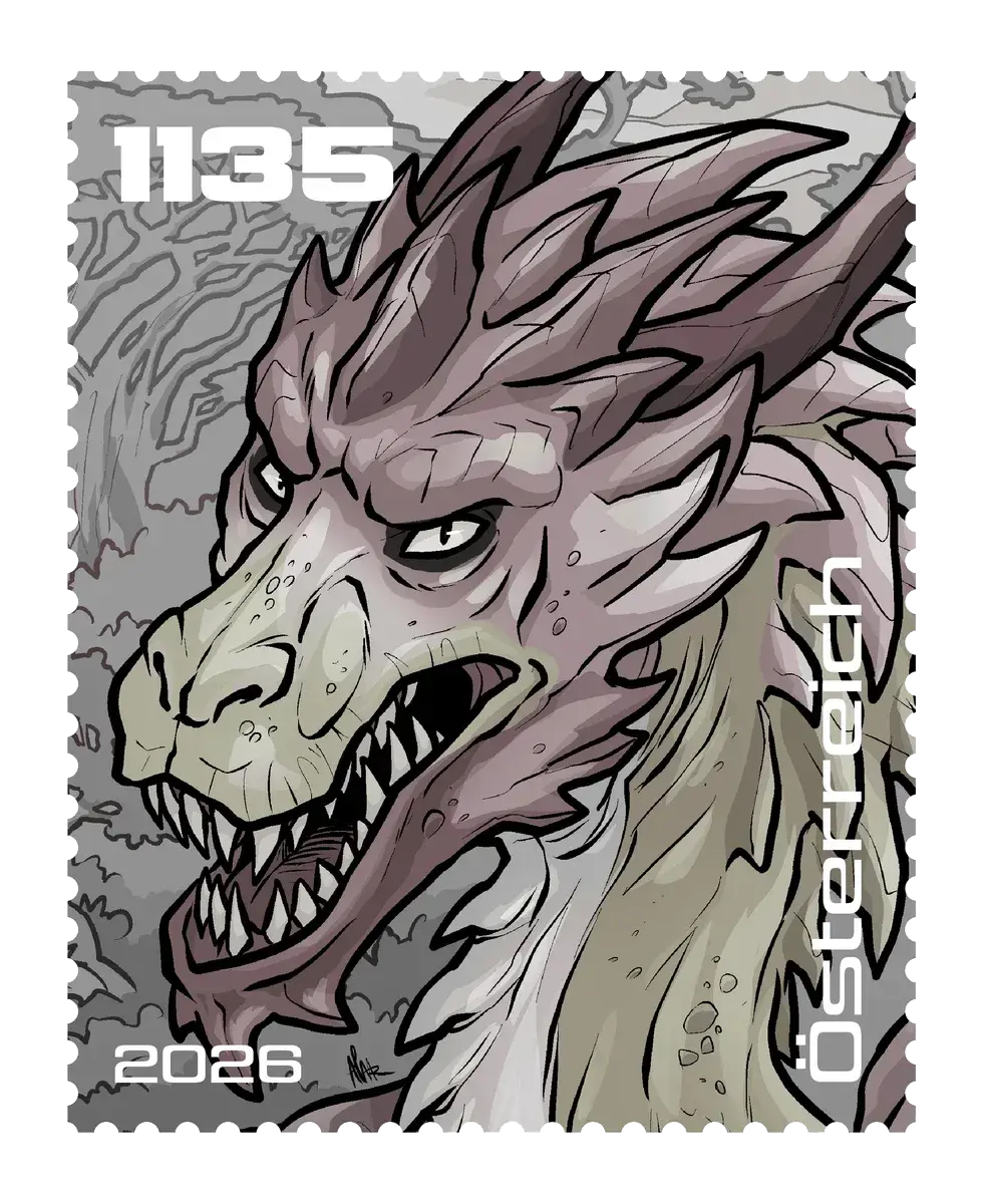 Donny Draco – Black, postage stamp by Austrian Post (Österreichische Post)