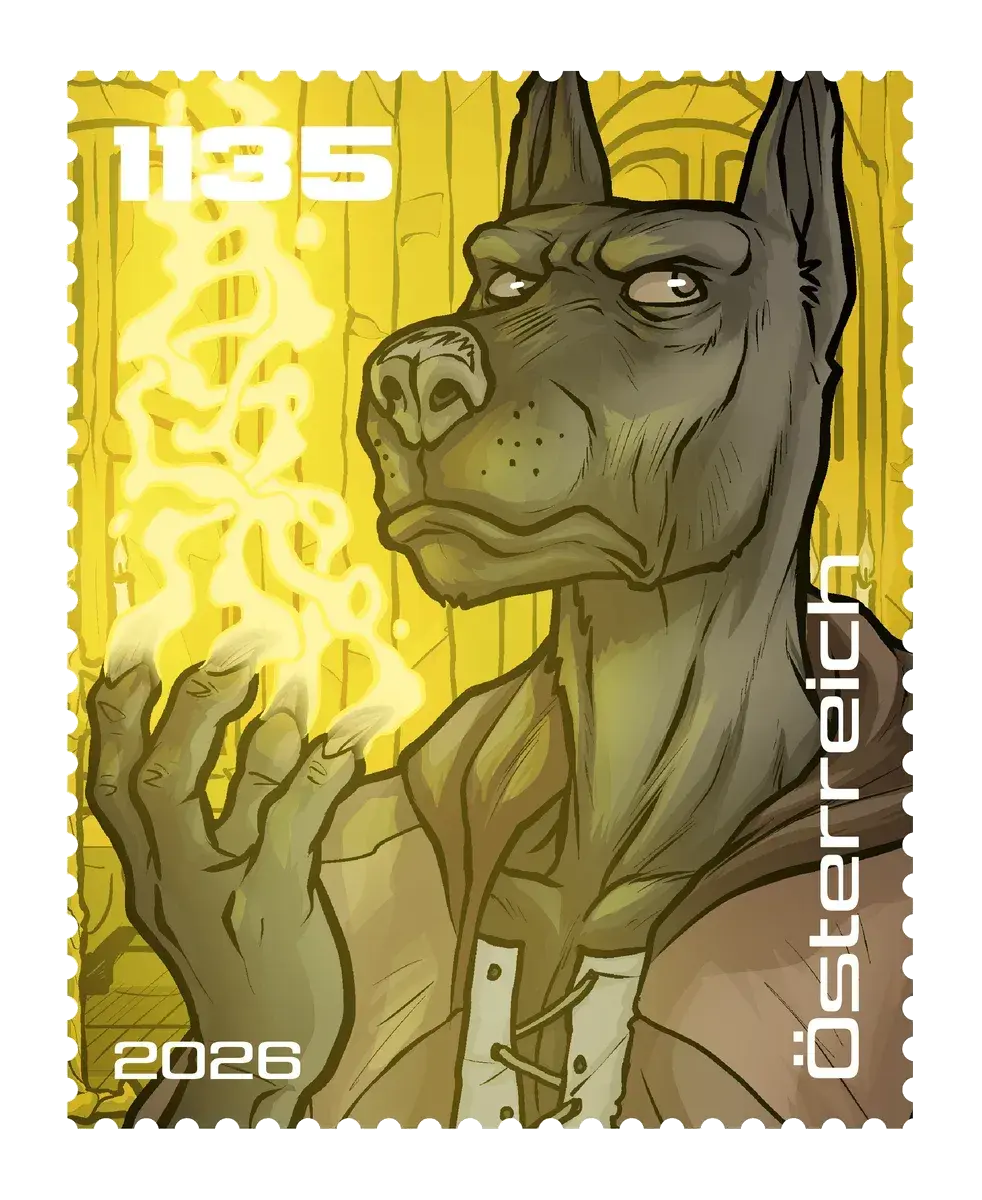 Lucian – Yellow, postage stamp by Austrian Post (Österreichische Post)