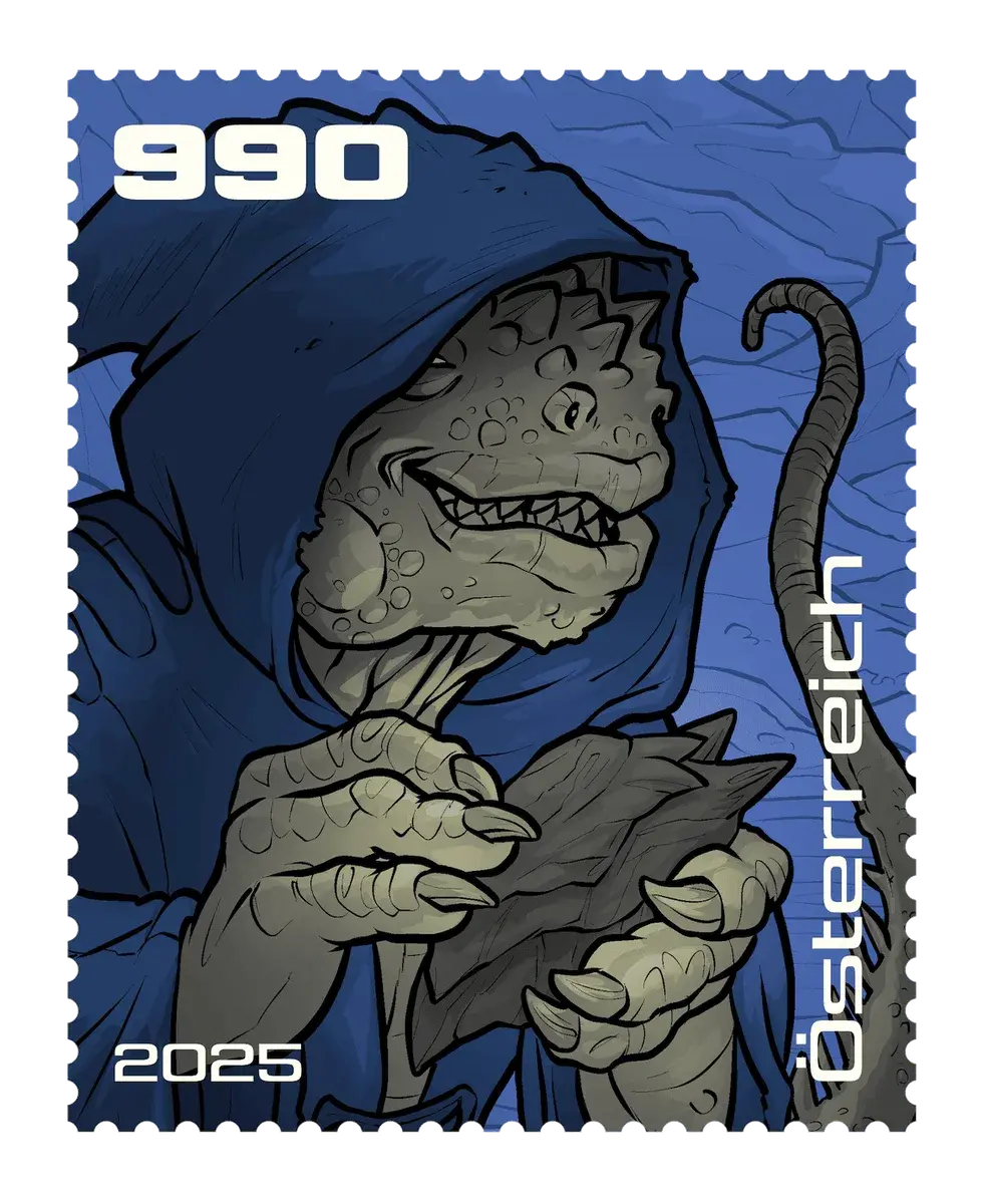 Raka – Blue, postage stamp by Austrian Post (Österreichische Post)
