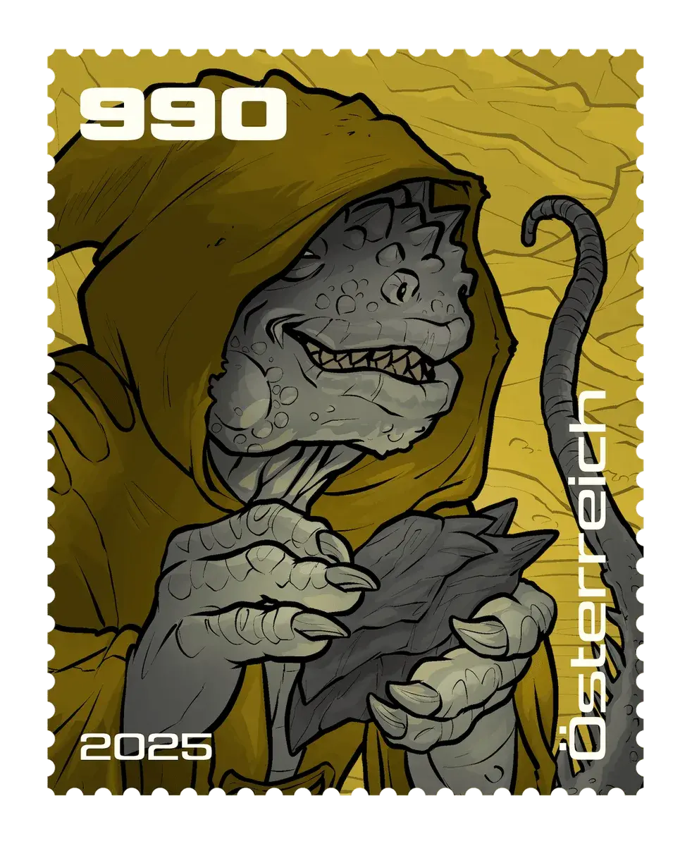 Raka – Yellow, postage stamp by Austrian Post (Österreichische Post)