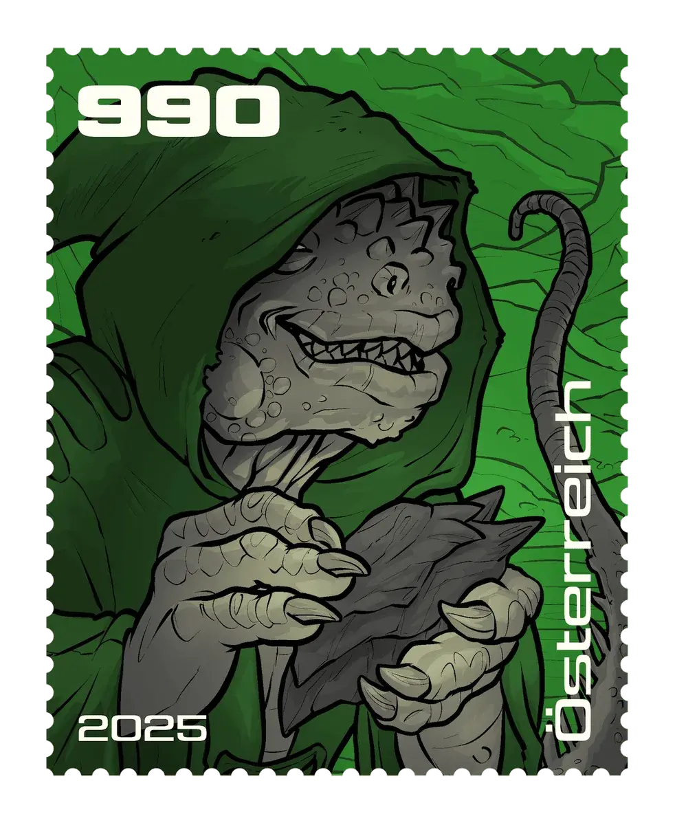 Raka – Green, postage stamp by Austrian Post (Österreichische Post)