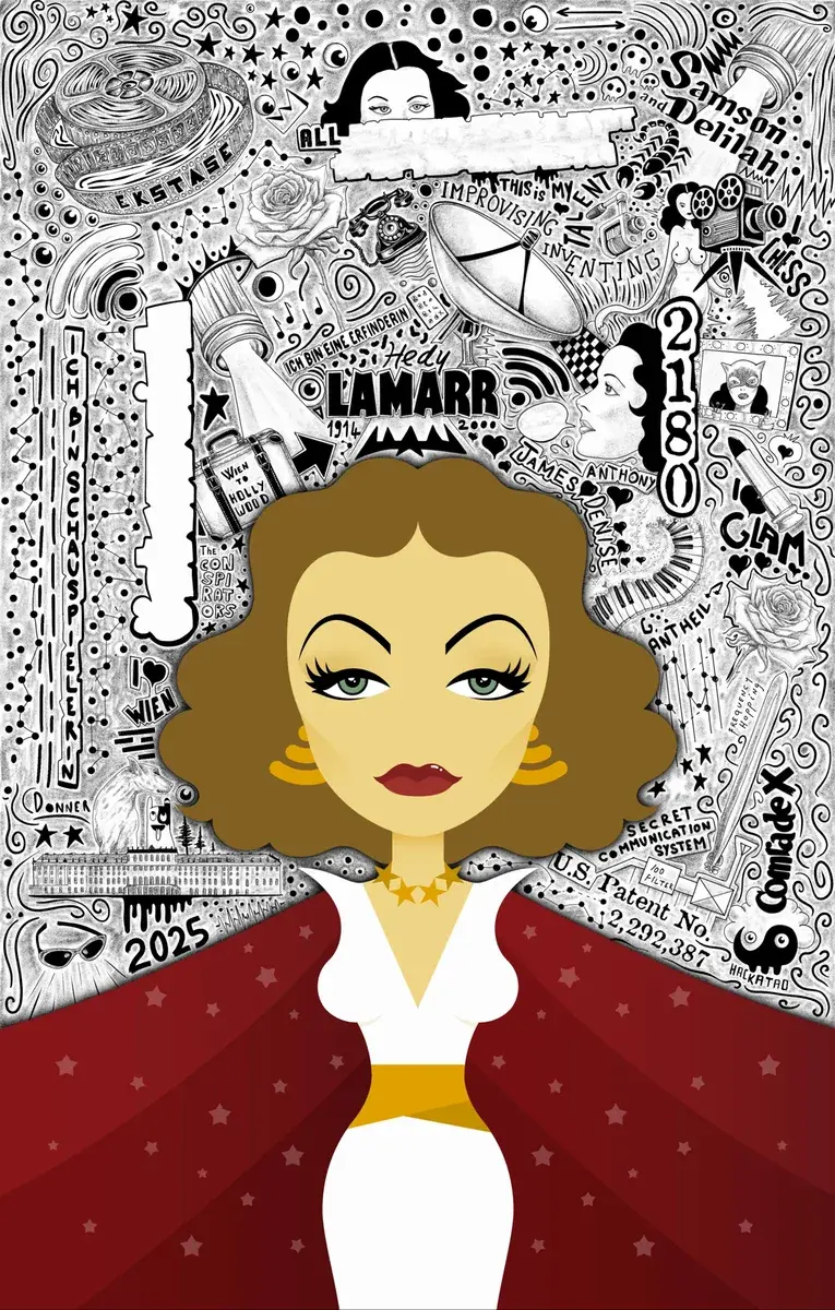 CSA Hackatao – Mozart & Hedy Lamarr – Lamarr the Star, postage stamp by Austrian Post (Österreichische Post)