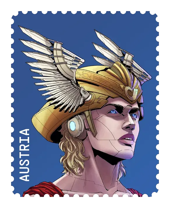 CSA Mercury Mystery Box – Blue, postage stamp by Austrian Post (Österreichische Post)