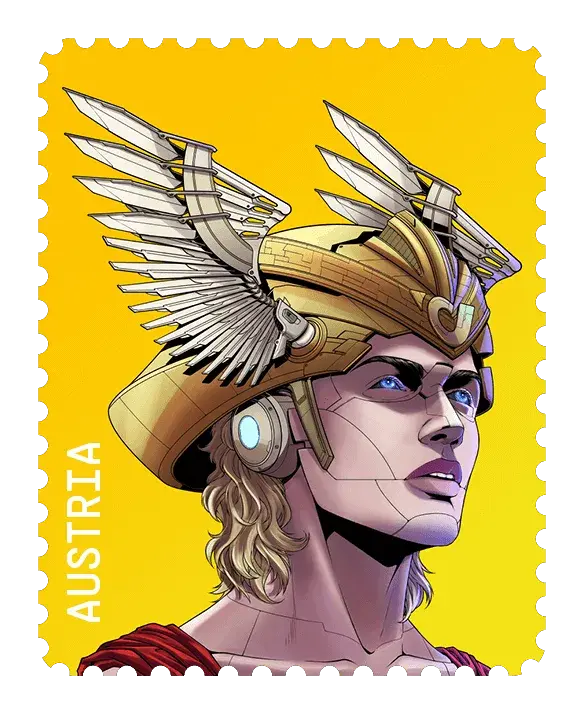 CSA Mercury Mystery Box – Yellow, postage stamp by Austrian Post (Österreichische Post)