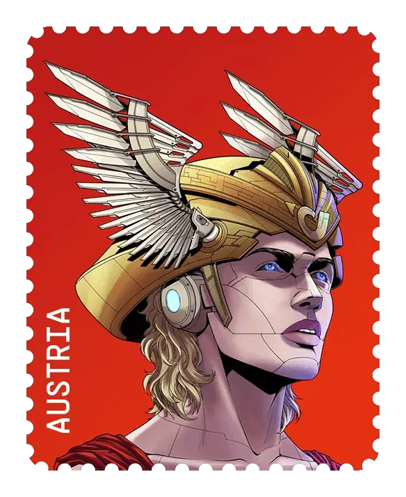 CSA Mercury Mystery Box – Red, postage stamp by Austrian Post (Österreichische Post)