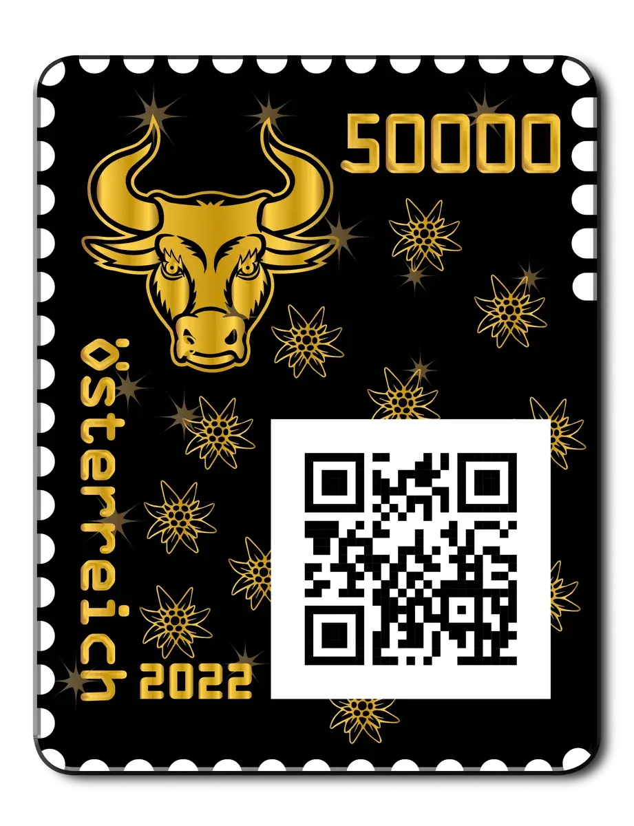 Golden Bull (Edelweiss background) on 1g gold bar