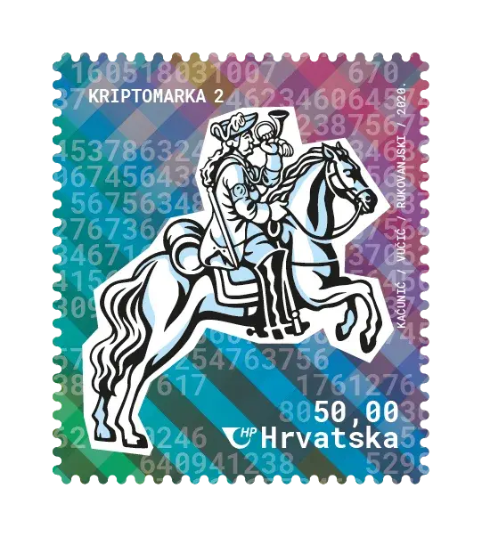 Historical Postal Delivery — Crypto Stamp 2 – Postilion, postage stamp by Hrvatska Pošta (Croatian Post)
