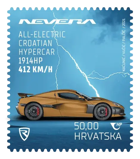 Postereum 3 – Rimac Nevera – Bronze, postage stamp by Hrvatska Pošta (Croatian Post)