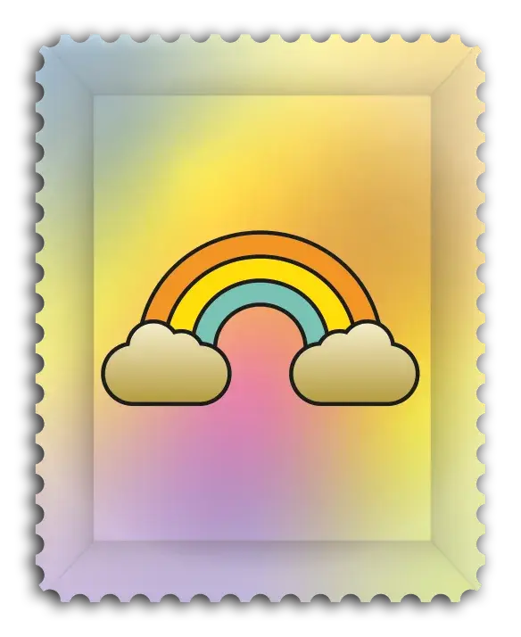 Closed safe door with three hidden magic symbols (Dummy – Rainbow, postage stamp by PostNL (Koninklijke PostNL B.V.)